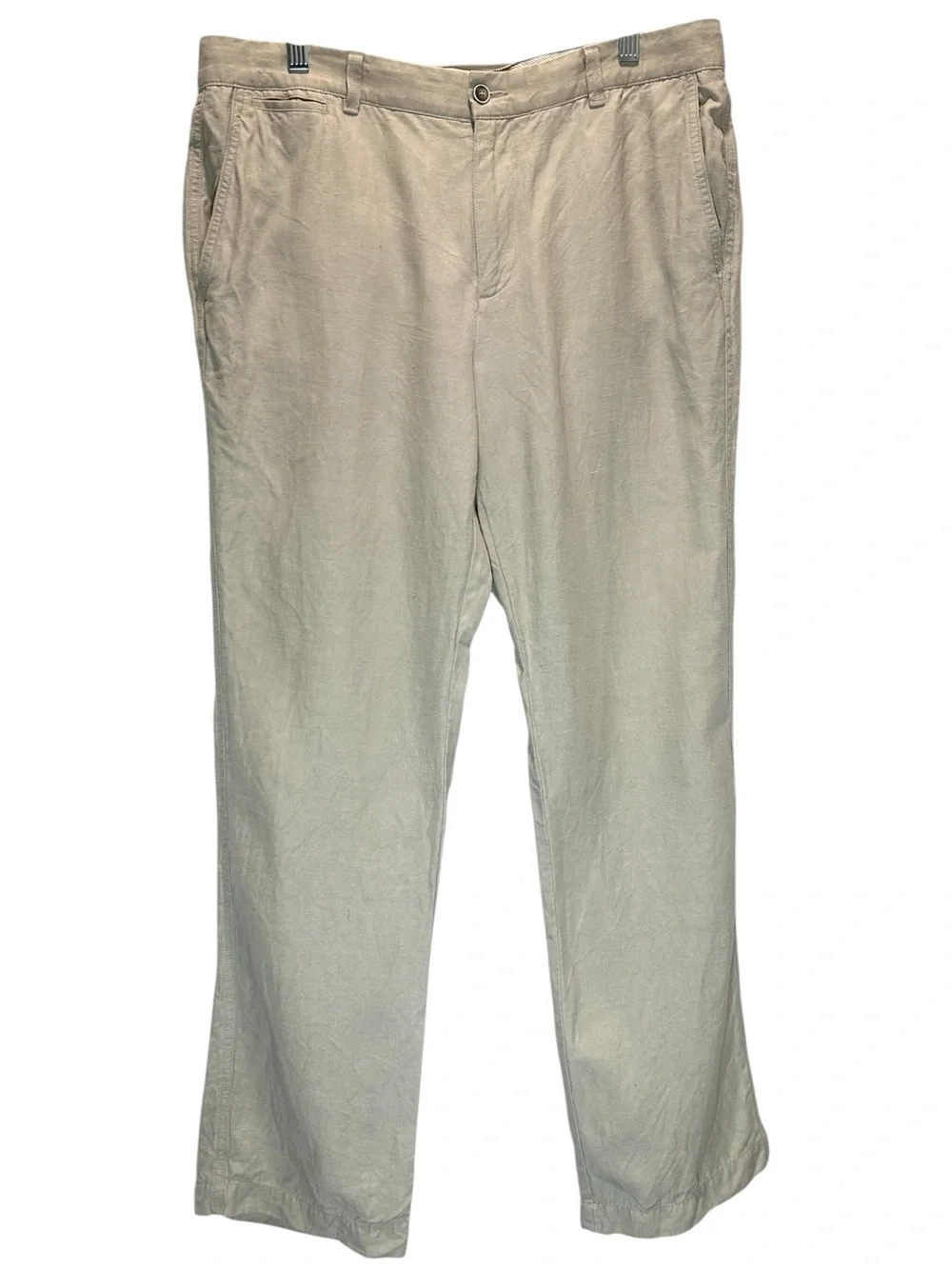 Tommy Bahama Men’s Tan Silk Linen Blend Flat Front Pants - Size 35 x 30